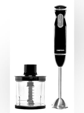 Chefman Black Hand Blender with Chopper Attachment
